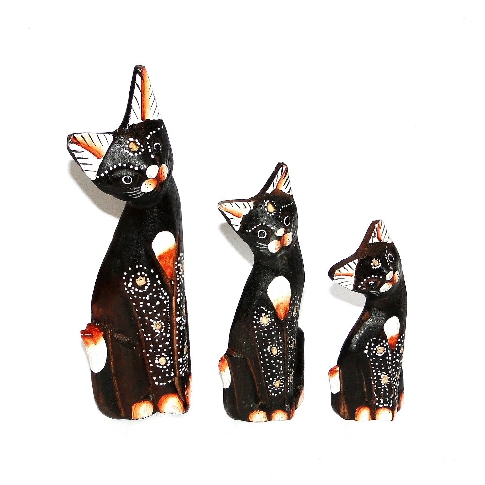 Familia gato set 3 pintada 25 cm - Imagen 3