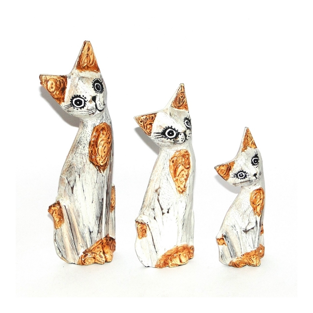 Familia gato set 3 pintada 25 cm - Imagen 2