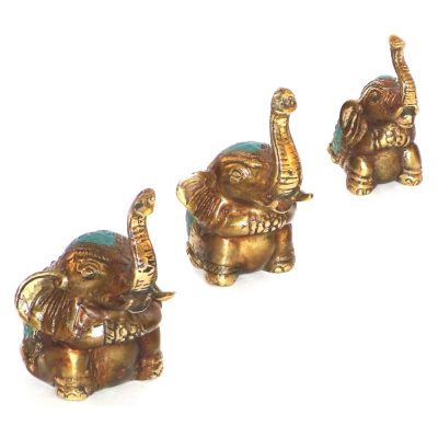 Elefantes Set de 3 Sentado de Bronce