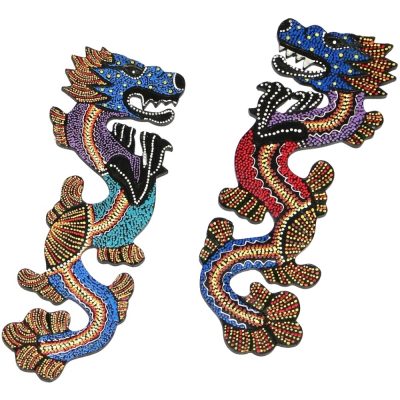 Panel Set de 2 Dragones Puntillismo 30cms