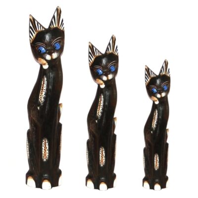 Familia de Gatos Set de 3 Madera