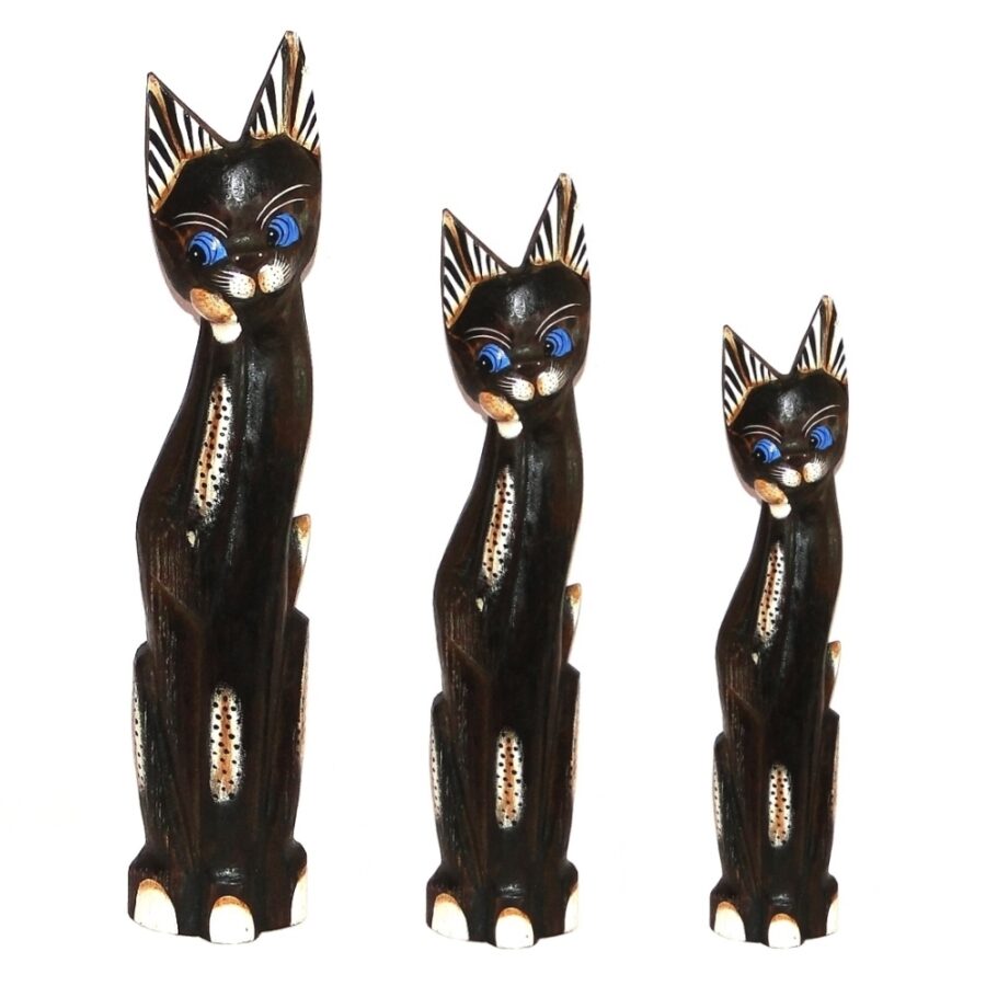 Familia de Gatos Set de 3 Madera