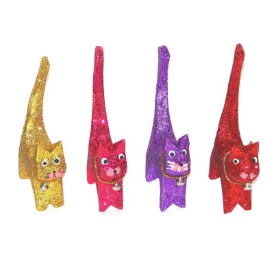 Gatos Brillantes Set de 4 Madera
