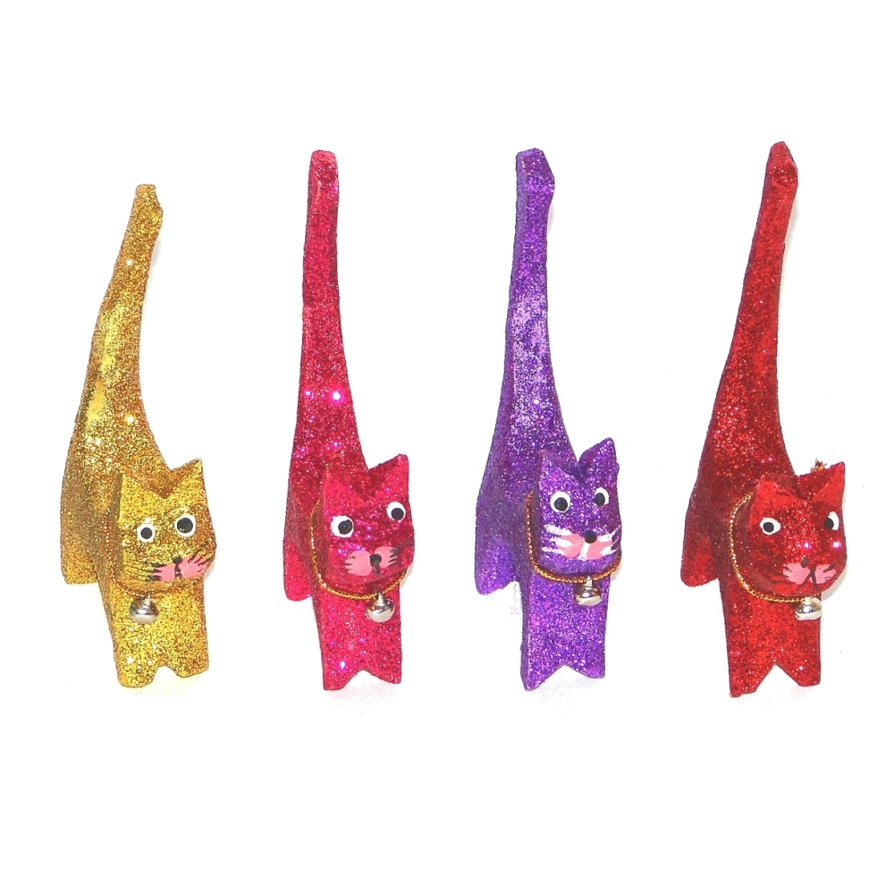 Gatos Brillantes Set de 4 Madera