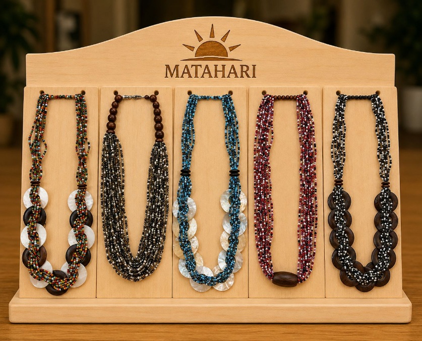 Collar de Madera Rapa Nui con Mostacilla - Imagen 2