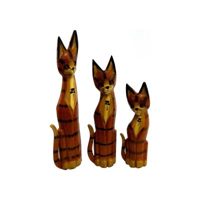 Gatos Flacos de Madera Set de 3 60-50-40cm