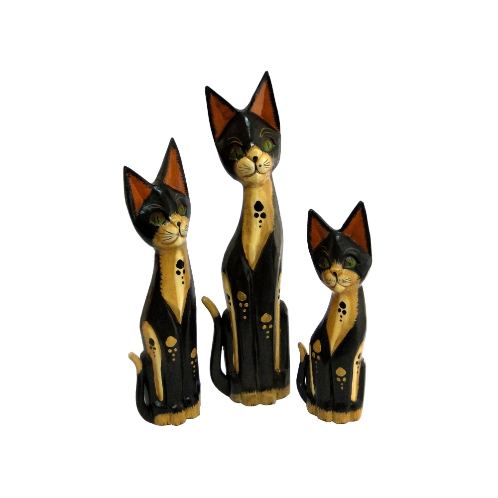 Gatos Flacos de Madera Set de 3 60-50-40cm - Imagen 2