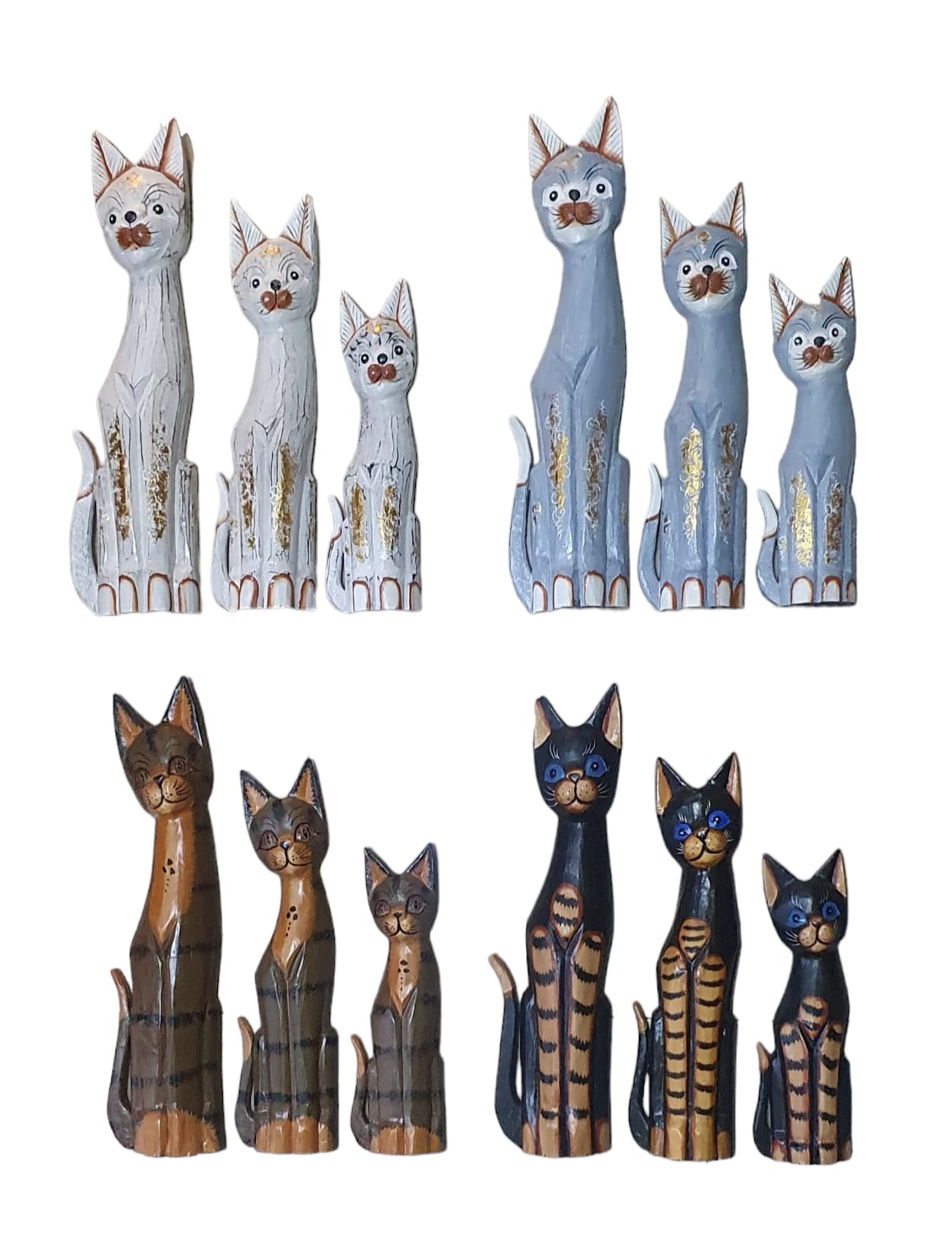 Gatos Flacos de Madera Set de 3 60-50-40cm - Imagen 3
