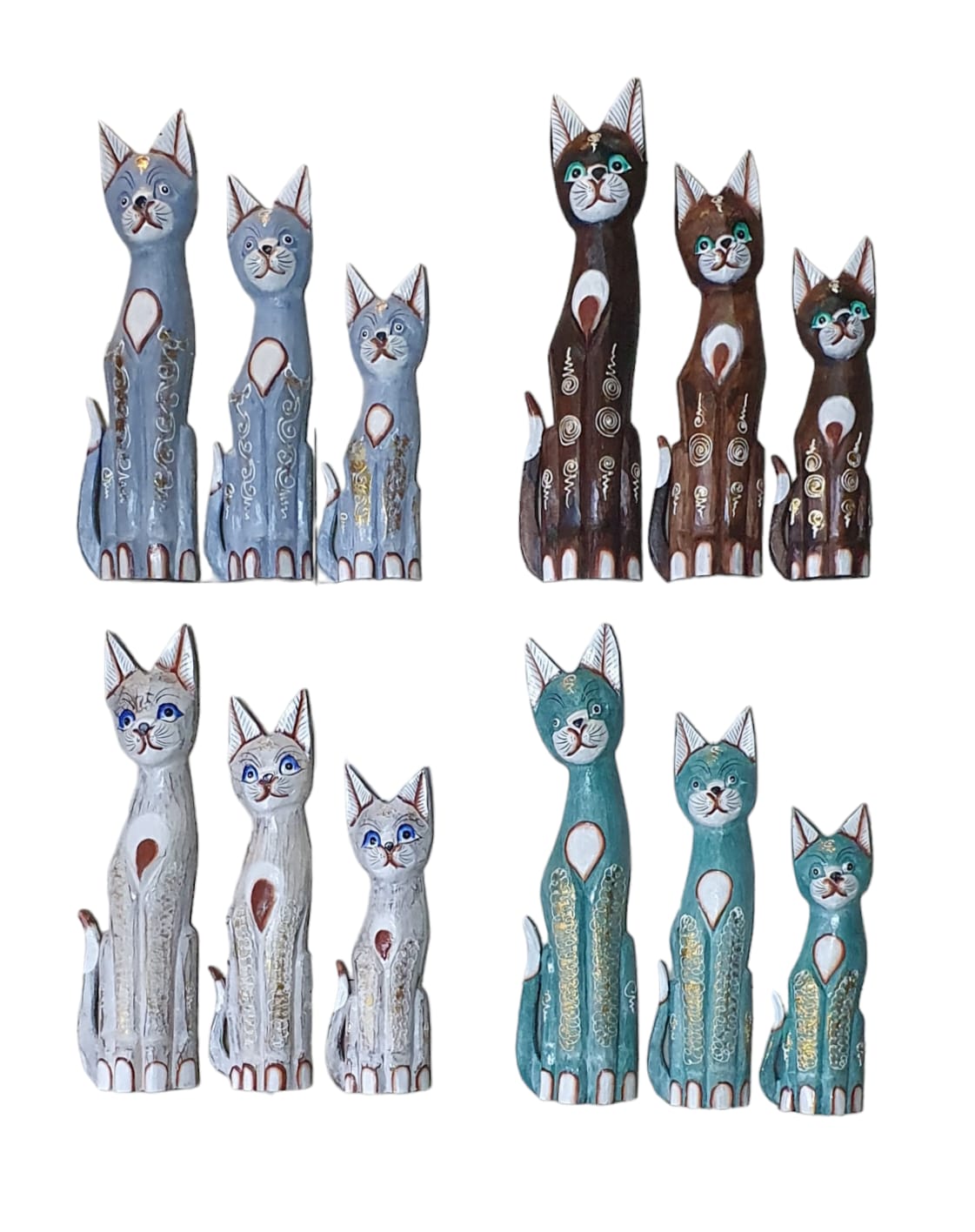 Gatos Flacos de Madera Set de 3 60-50-40cm - Imagen 4