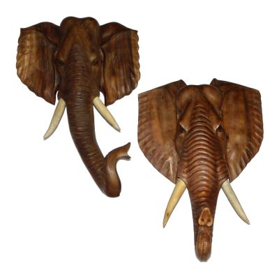 Cabeza Elefante de Madera 80cms