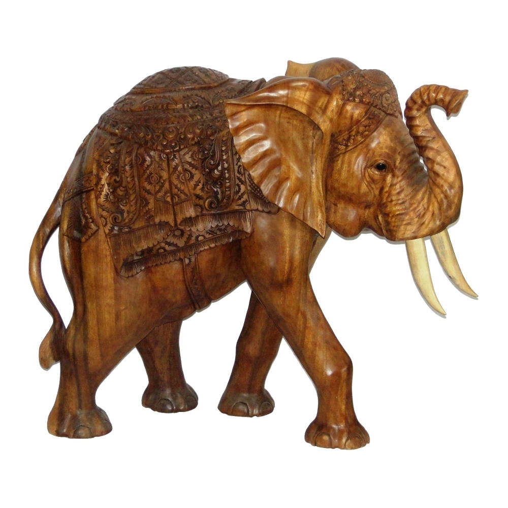 Elefante Tallado de Madera 80cms - Imagen 2