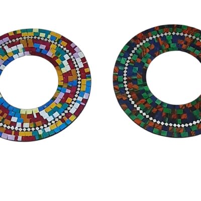 Espejo mosaico 40cm redondo y flor