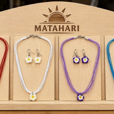 Set aros + collar de flor (minimo 12und