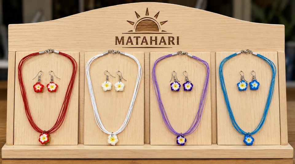 Set aros + collar de flor (minimo 12und