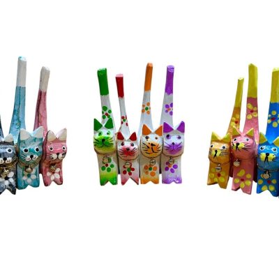 Gatos Set de 4 Madera