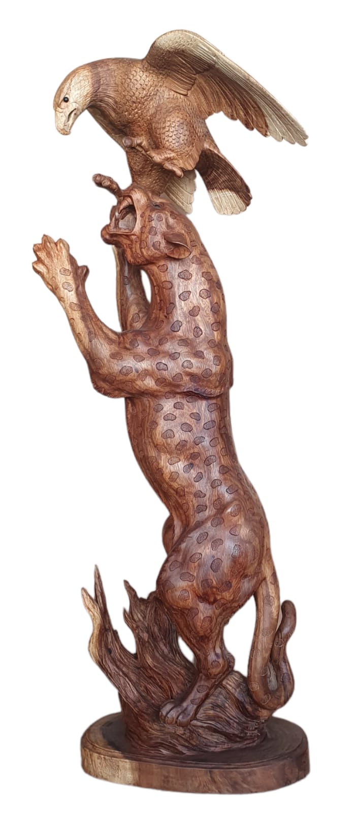 Leopardo con aguila 90cm