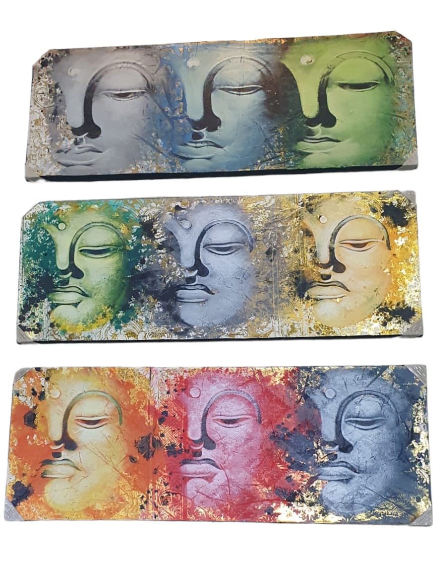 Cuadro buda 3 caras 45x120cm