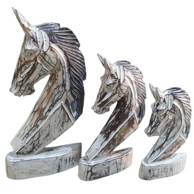 Cabeza Caballo pedestal set 3  50-40-30cm