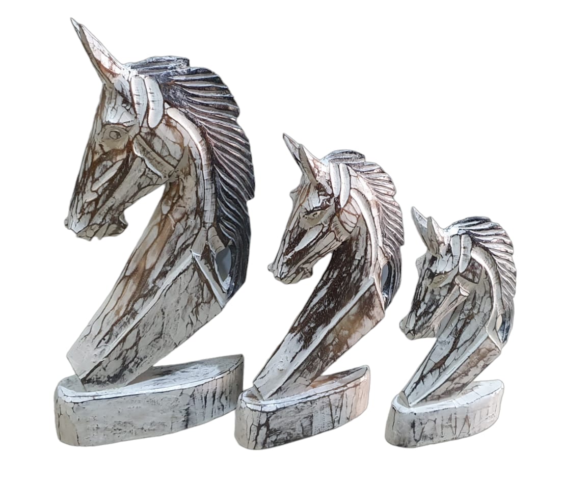 Cabeza Caballo pedestal set 3 50-40-30cm