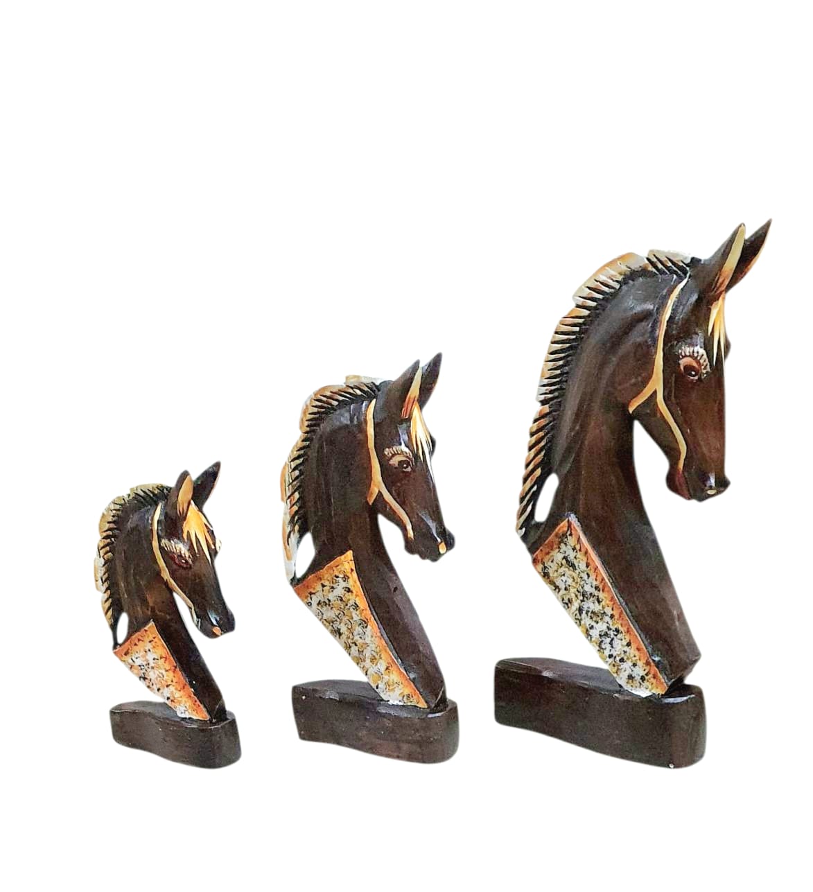 Cabeza Caballo pedestal set 3 50-40-30cm - Imagen 3
