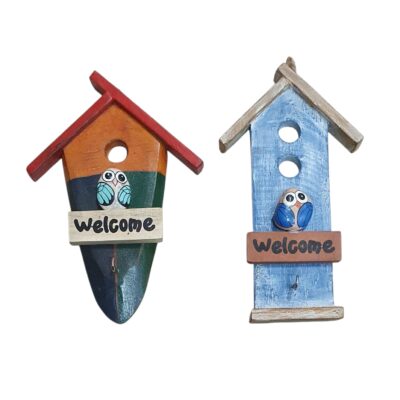 Colgante porta llave casa pajarito 25cm