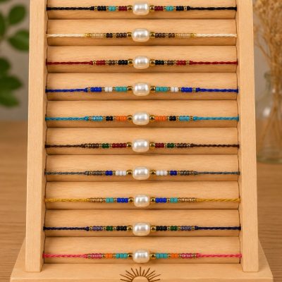 Pulsera 1 perla de rio con hilo 10und