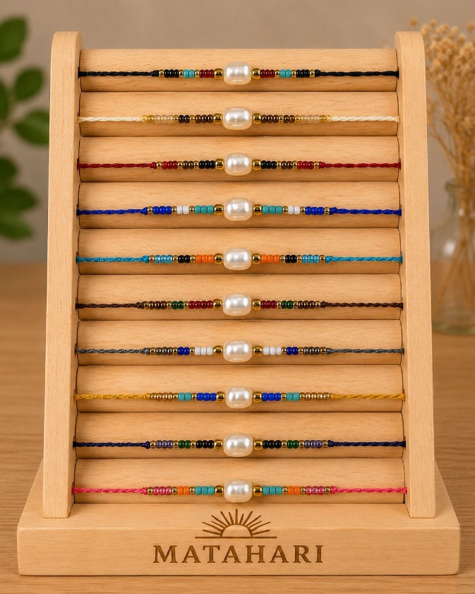 Pulsera 1 perla de rio con hilo 10und