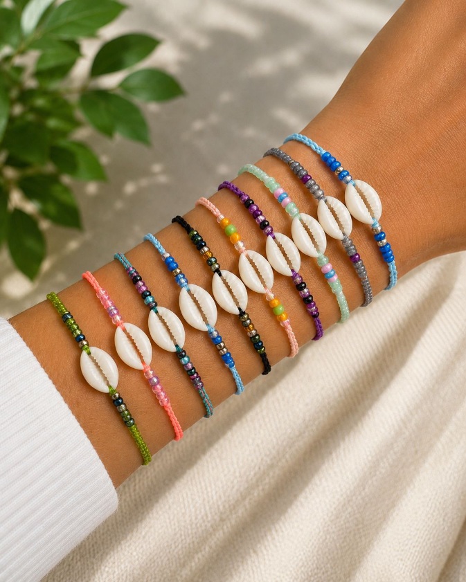 Pulsera 1 conchita puri con hilo y mostasilla 10und - Imagen 2