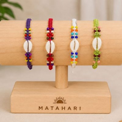 Pulsera set 4 con concha puri tejido