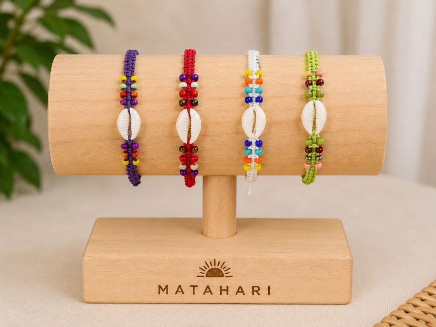 Pulsera set 4 con concha puri tejido