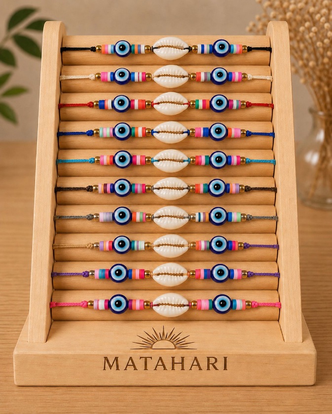 Pulsera ojo turco con concha puri set 10und