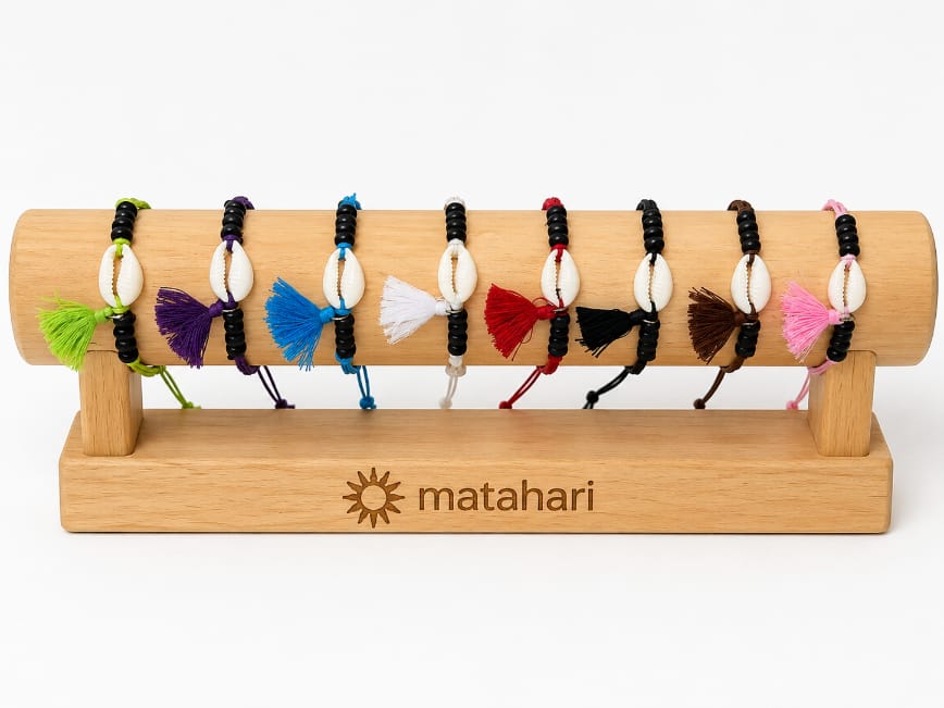 Pulsera 1 concha puri pompom set 8
