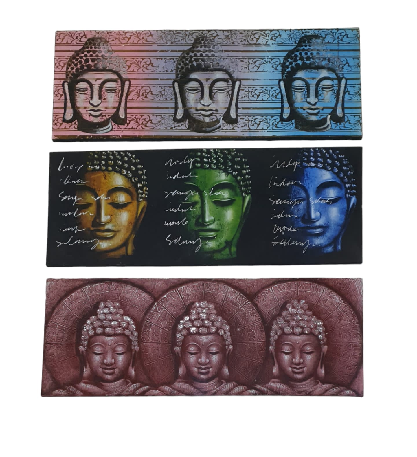 Cuadro budas 3 caras premium 45x120cm - Imagen 2