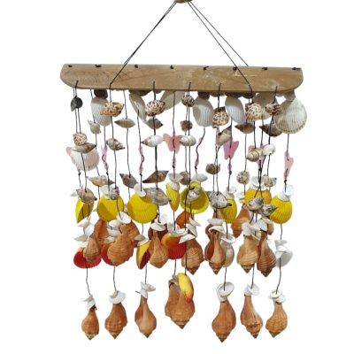 Colgante horizontal bambu 28cm conchas