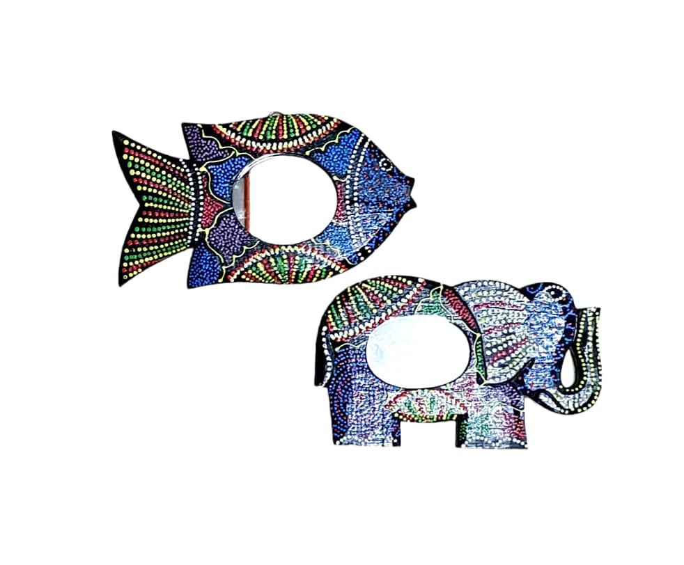 Espejo pez y elefante 18x10cm