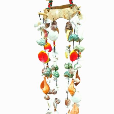 Lampara coco cortada con puntas concha 50cm