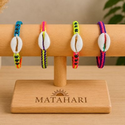 Pulsera 1 concha puri cinta colorida