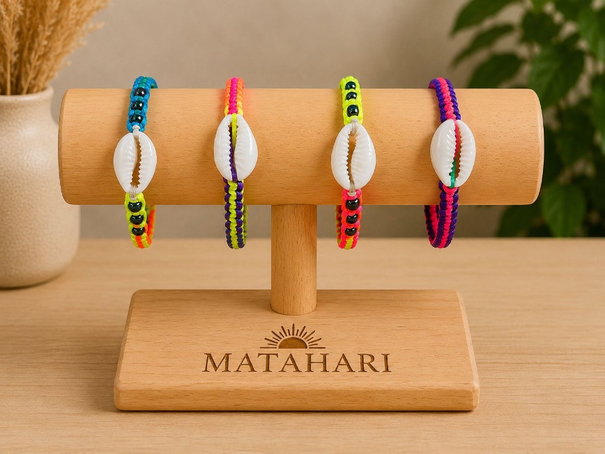 Pulsera 1 concha puri cinta colorida