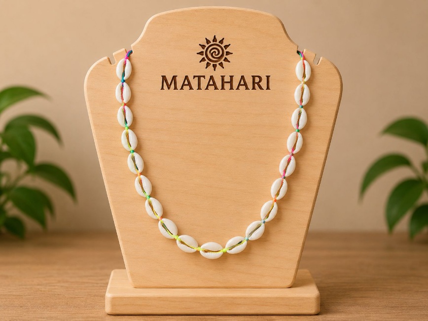 Collar concha blanca con hilo colorido