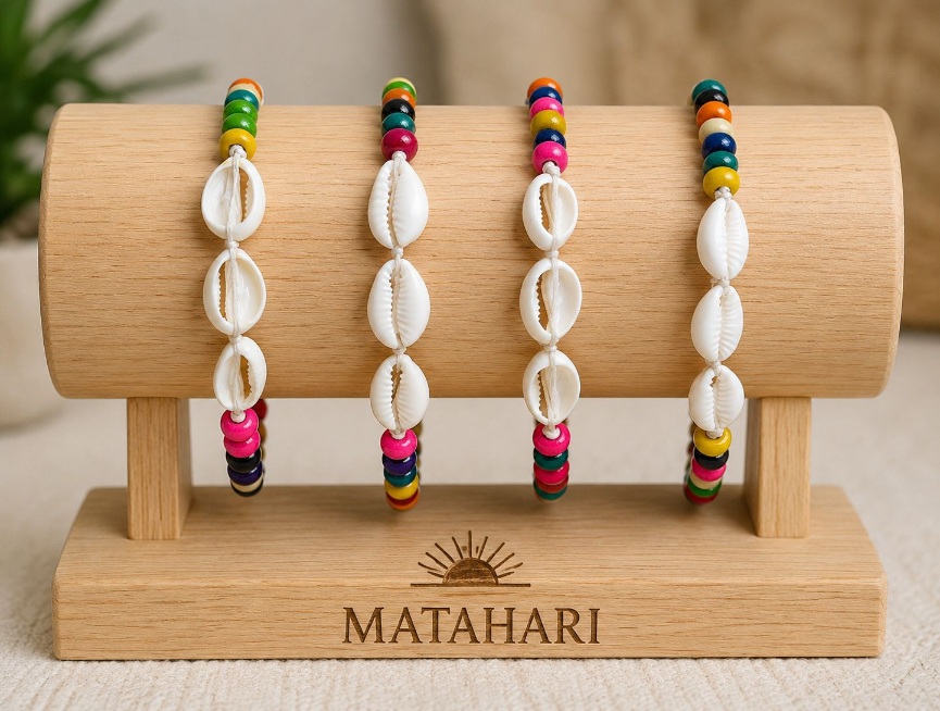 Pulsera concha mostacilla madera (mínimo 12und)