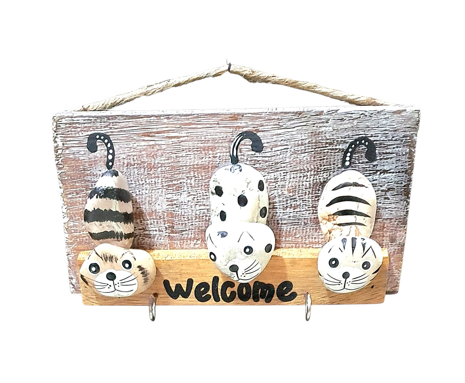 Porta llave 3 perros, gatos de piedras 20x10cm - Imagen 2