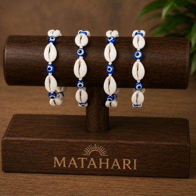 Pulsera concha puri con ojo turco