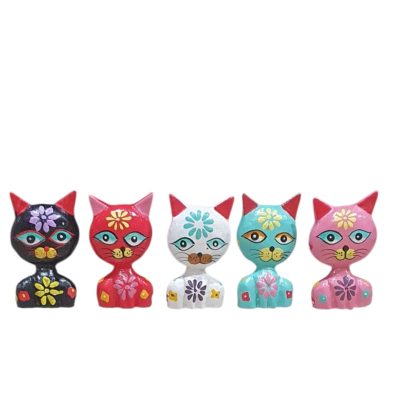 Gatos set 5 c/flores 9cm