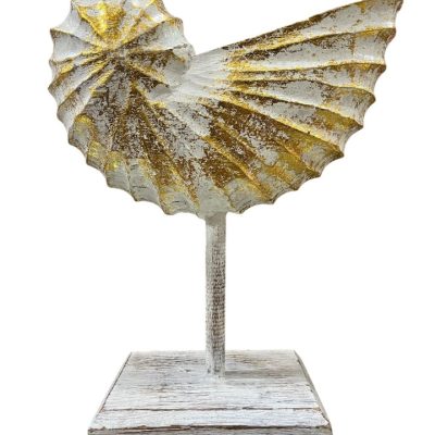 Nautilus madera en pedistal 24cm