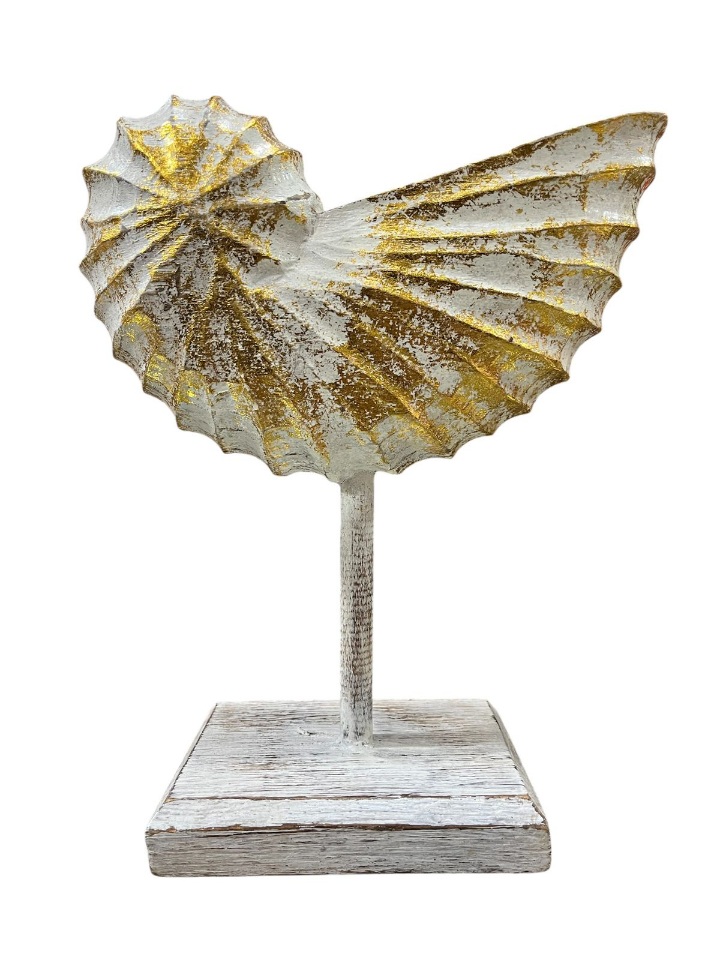 Nautilus madera en pedistal 24cm