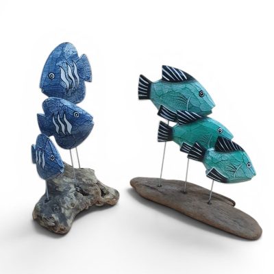 Pescados set 3 pedestal rustico