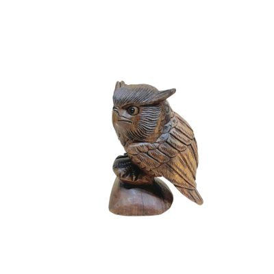 Buho 20cm madera tallado