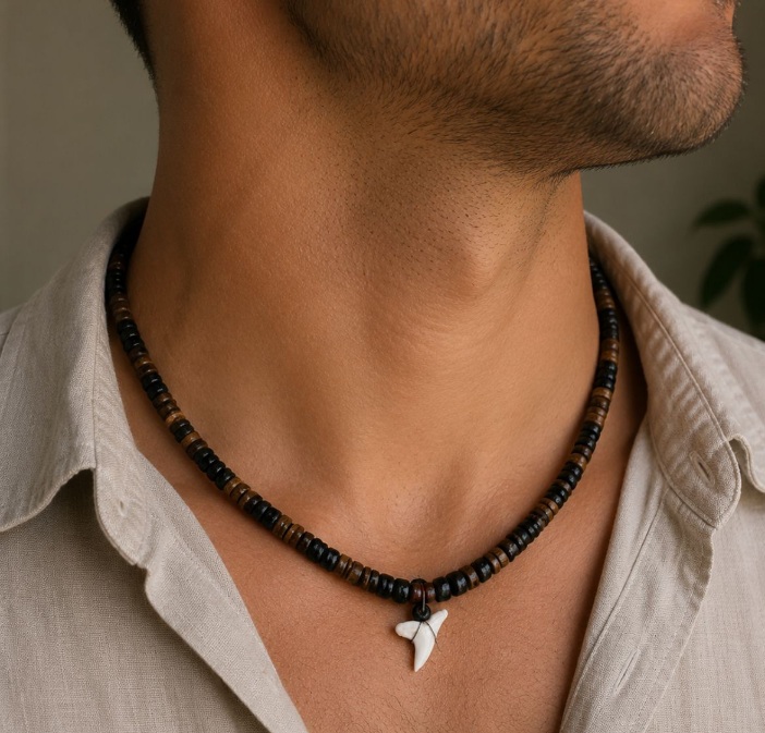 Collar madera diente tiburon