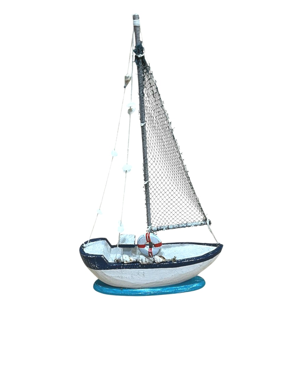 Barco c/red flotador y conchas 55cm