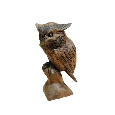 Buho madera 30cm tallado
